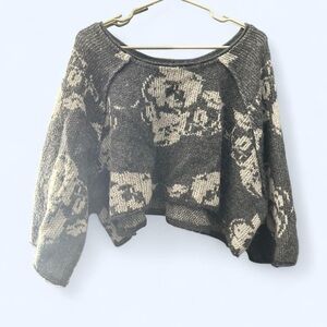 Free People Wool Alpaca Floral Sweater